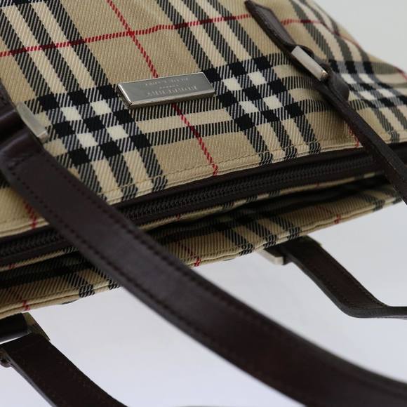 BURBERRY Nova Check Blue Label Hand Bag Canvas Beige Auth bs13348 - Picture 6 of 16